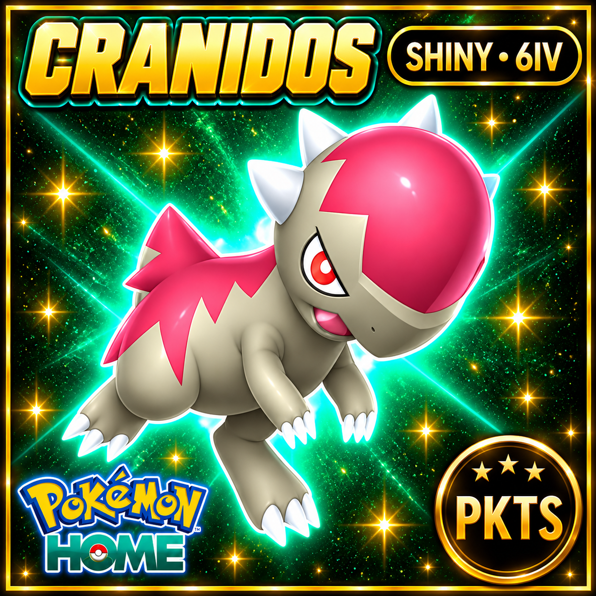 Shiny Cranidos Pokémon HOME 6IV Competitive Battle Ready - Image 1