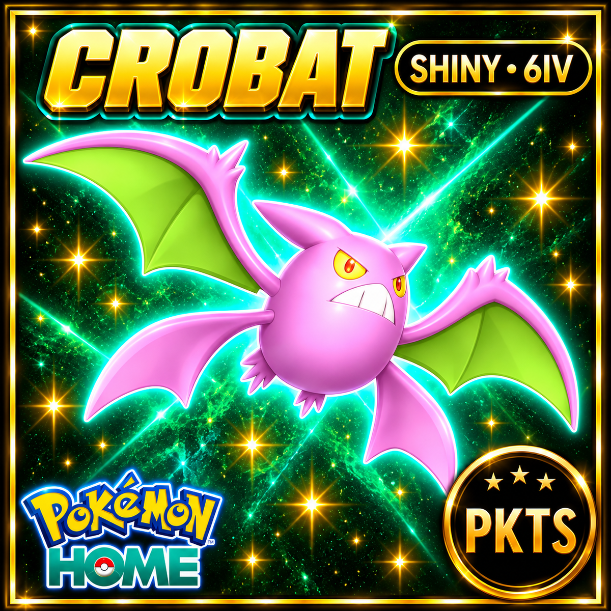Shiny Crobat Pokémon HOME 6IV Competitive Battle Ready - Image 1