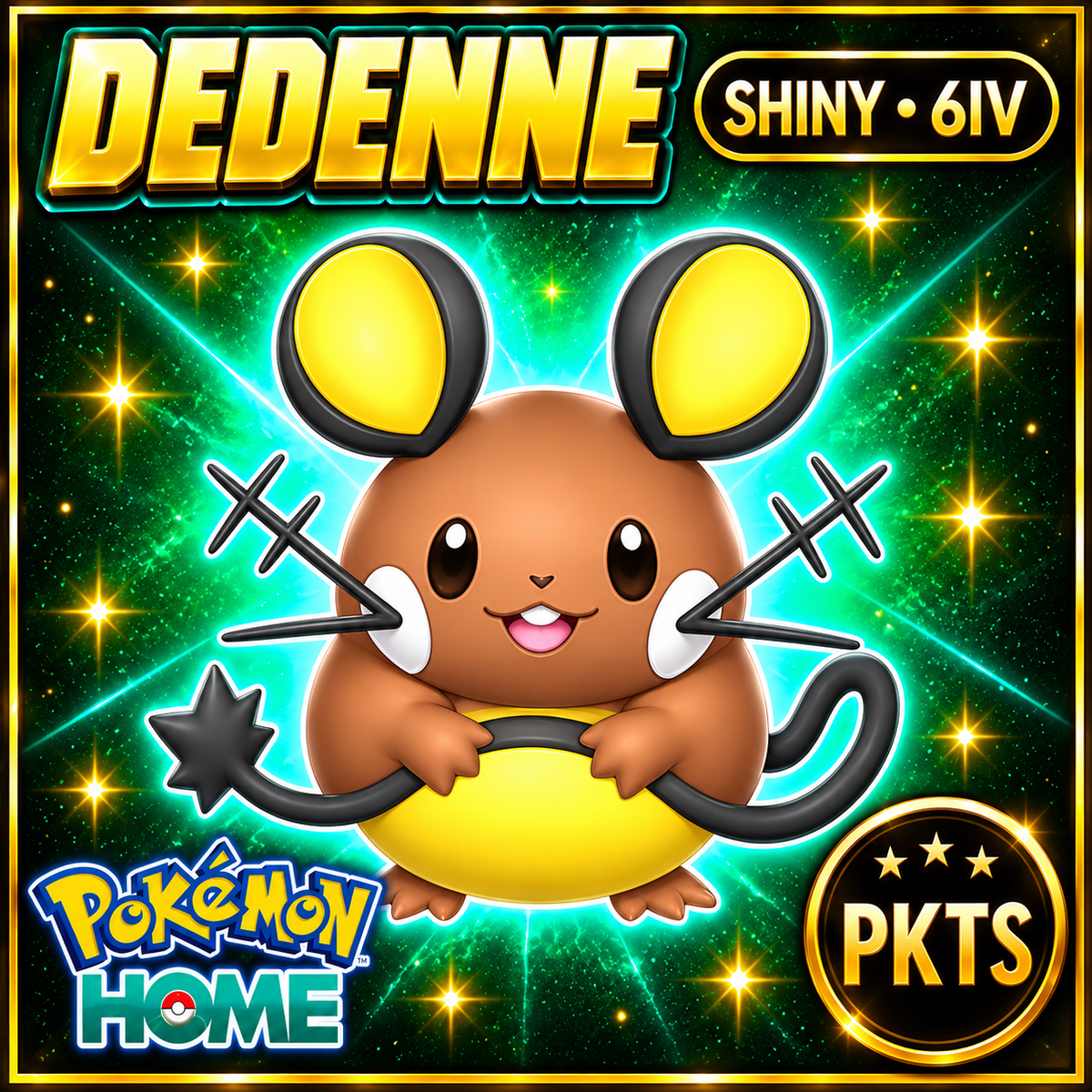 Shiny Dedenne Pokémon HOME 6IV Competitive Battle Ready - Image 1