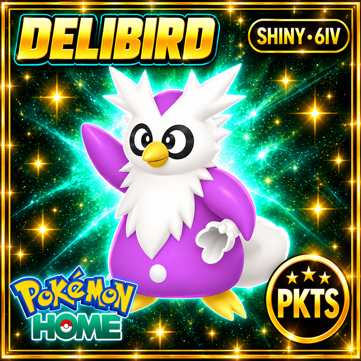 Shiny Delibird Pokémon HOME 6IV Competitive Battle Ready - Image 1