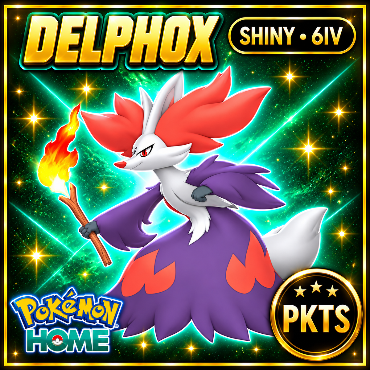 Shiny Delphox Pokémon HOME 6IV Competitive Battle Ready - Image 1