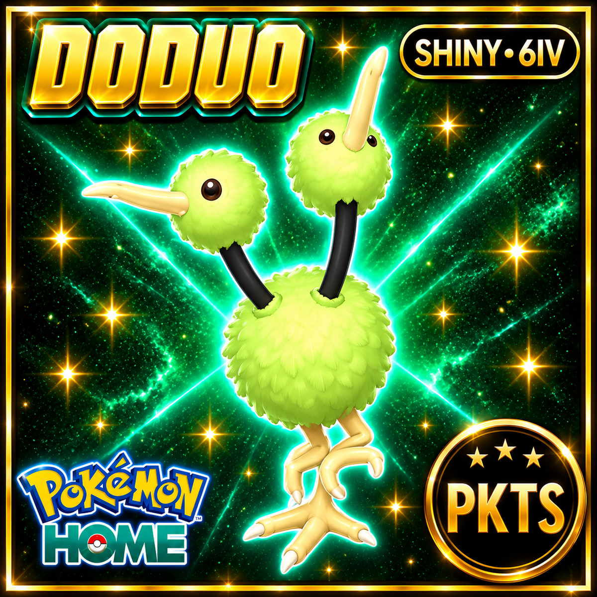 Shiny Doduo Pokémon HOME 6IV Competitive Battle Ready - Image 1