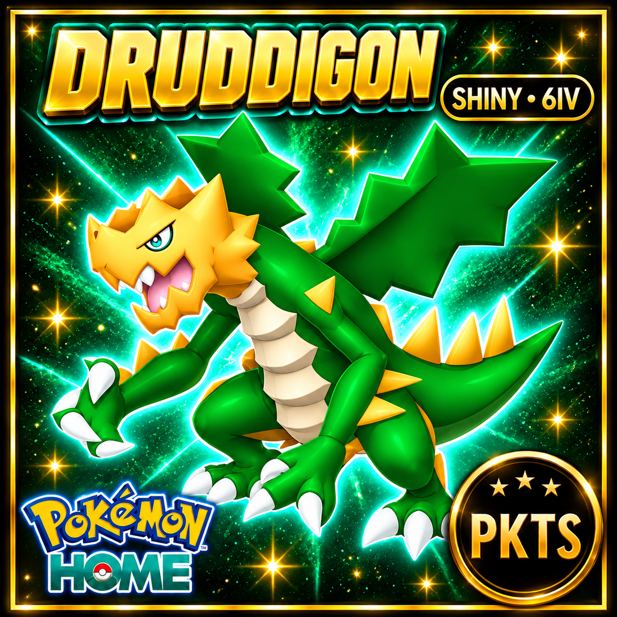 Shiny Druddigon Pokémon HOME 6IV Competitive Battle Ready - Image 1