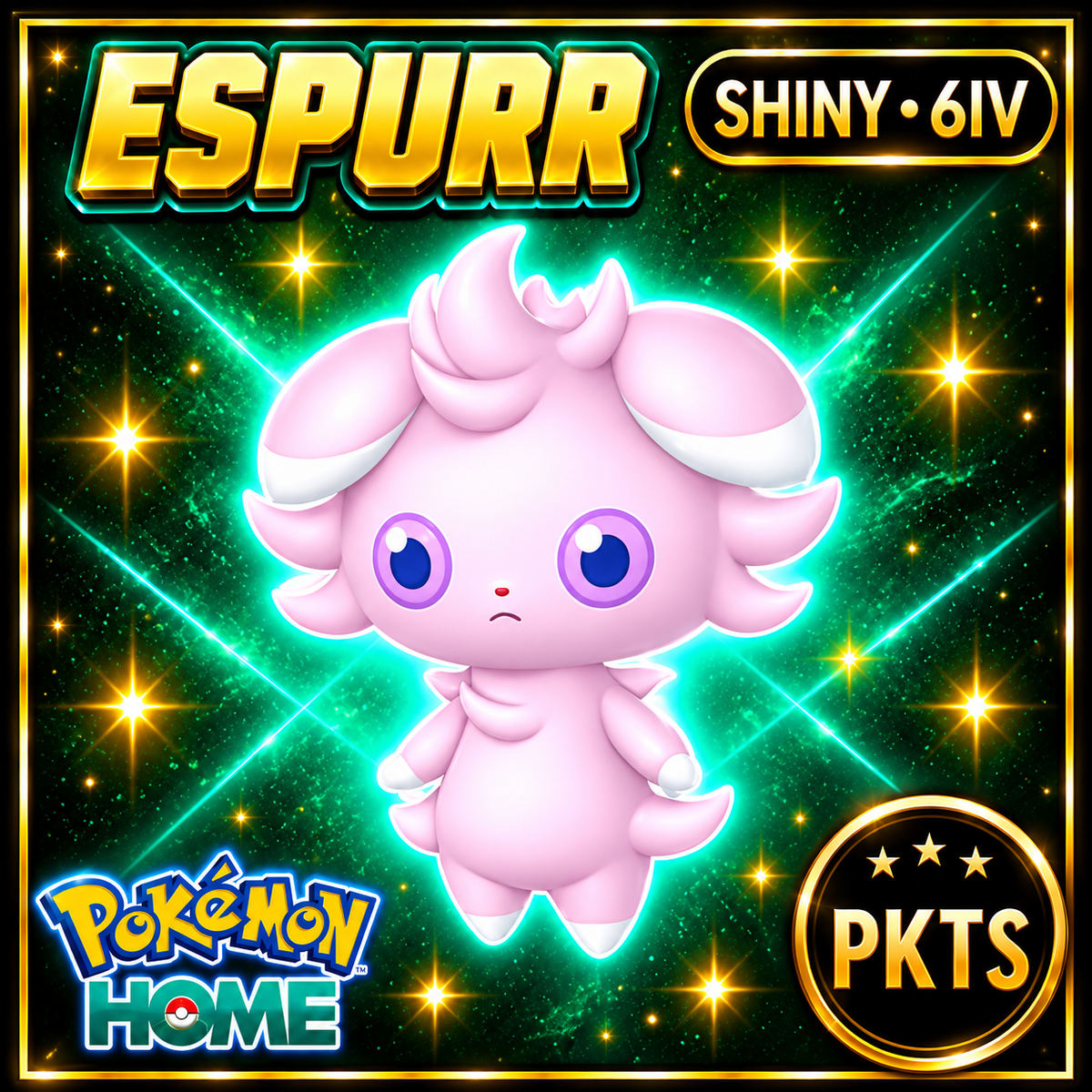 Shiny Espurr Pokémon HOME 6IV Competitive Battle Ready - Image 1