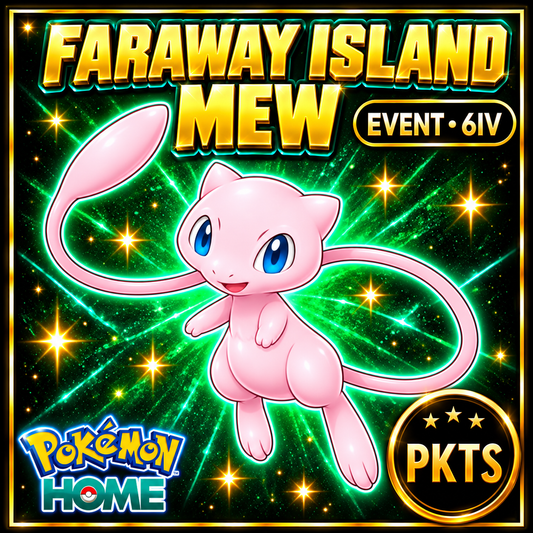 Pokemon HOME Faraway Island MEW (Level 30) Pokémon Home Trade Scarlet Violet, Sword Shield, BDSP, Legends Arceus Bonus Gift - Image 1
