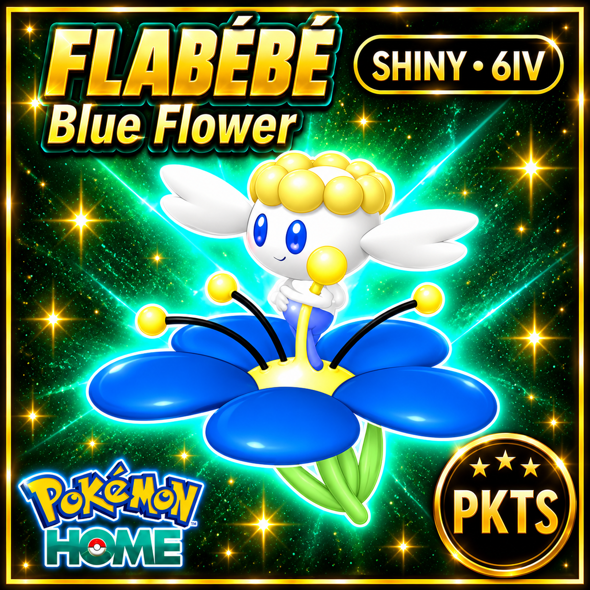 Shiny Flabébé Blue Flower Pokémon HOME 6IV Competitive Battle Ready - Image 1