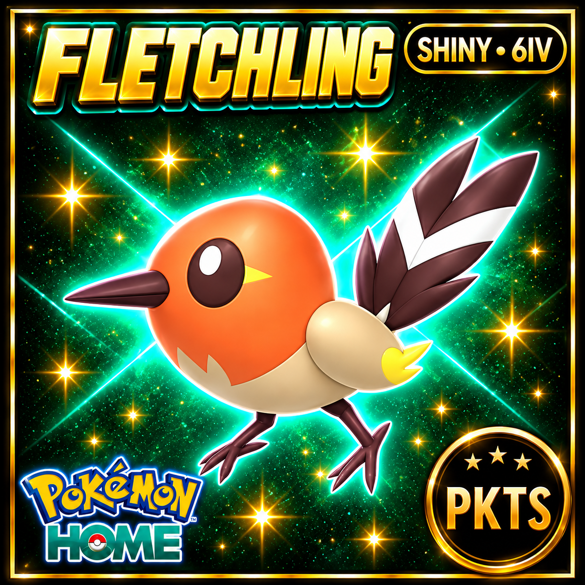 Shiny Fletchling Pokémon HOME 6IV Competitive Battle Ready - Image 1
