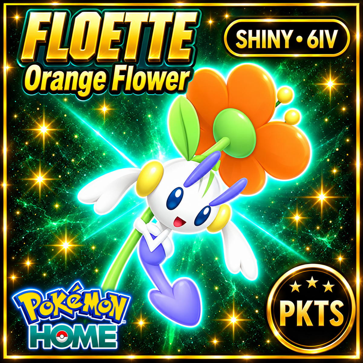 Shiny Floette Orange Flower Pokémon HOME 6IV Competitive Battle Ready - Image 1