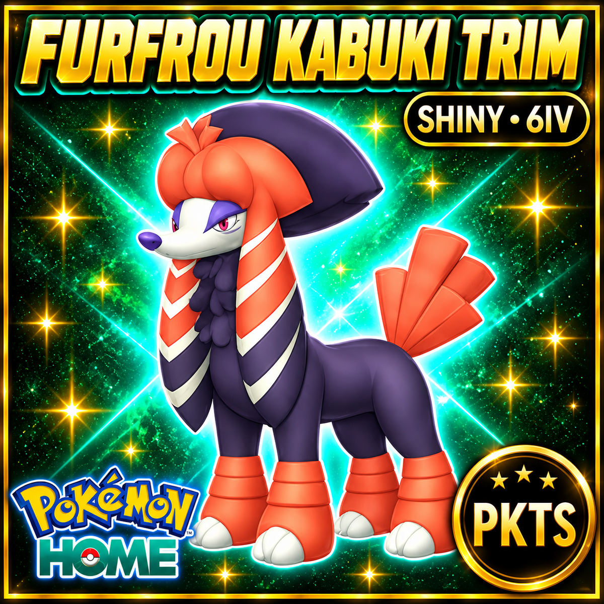 Shiny Furfrou Kabuki Trim Pokémon HOME 6IV Competitive Battle Ready - Image 1