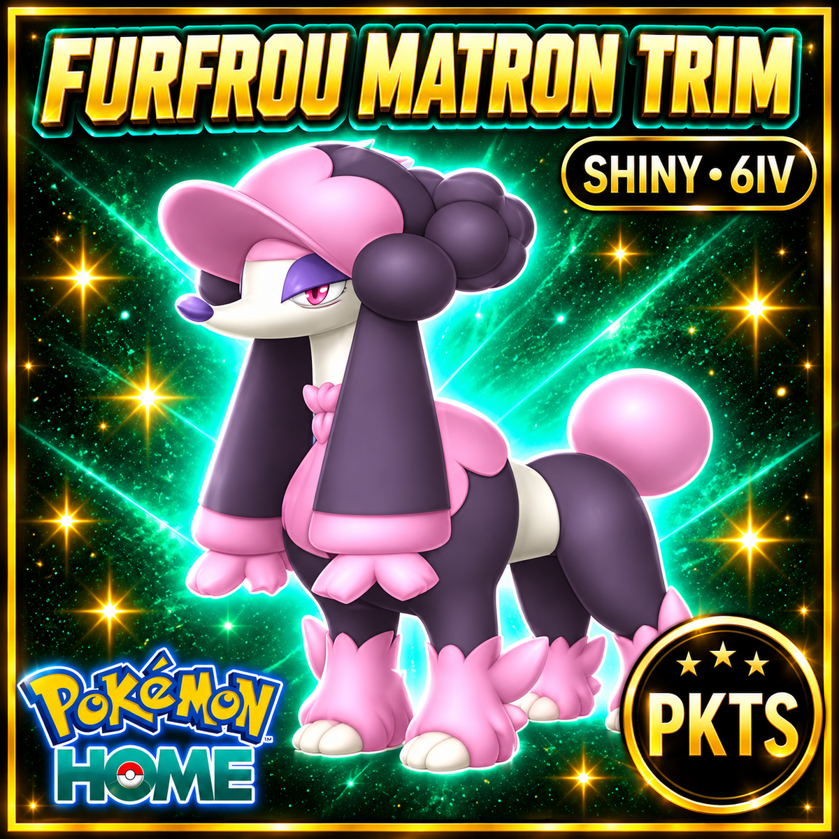 Shiny Furfrou Matron Trim Pokémon HOME 6IV Competitive Battle Ready - Image 1