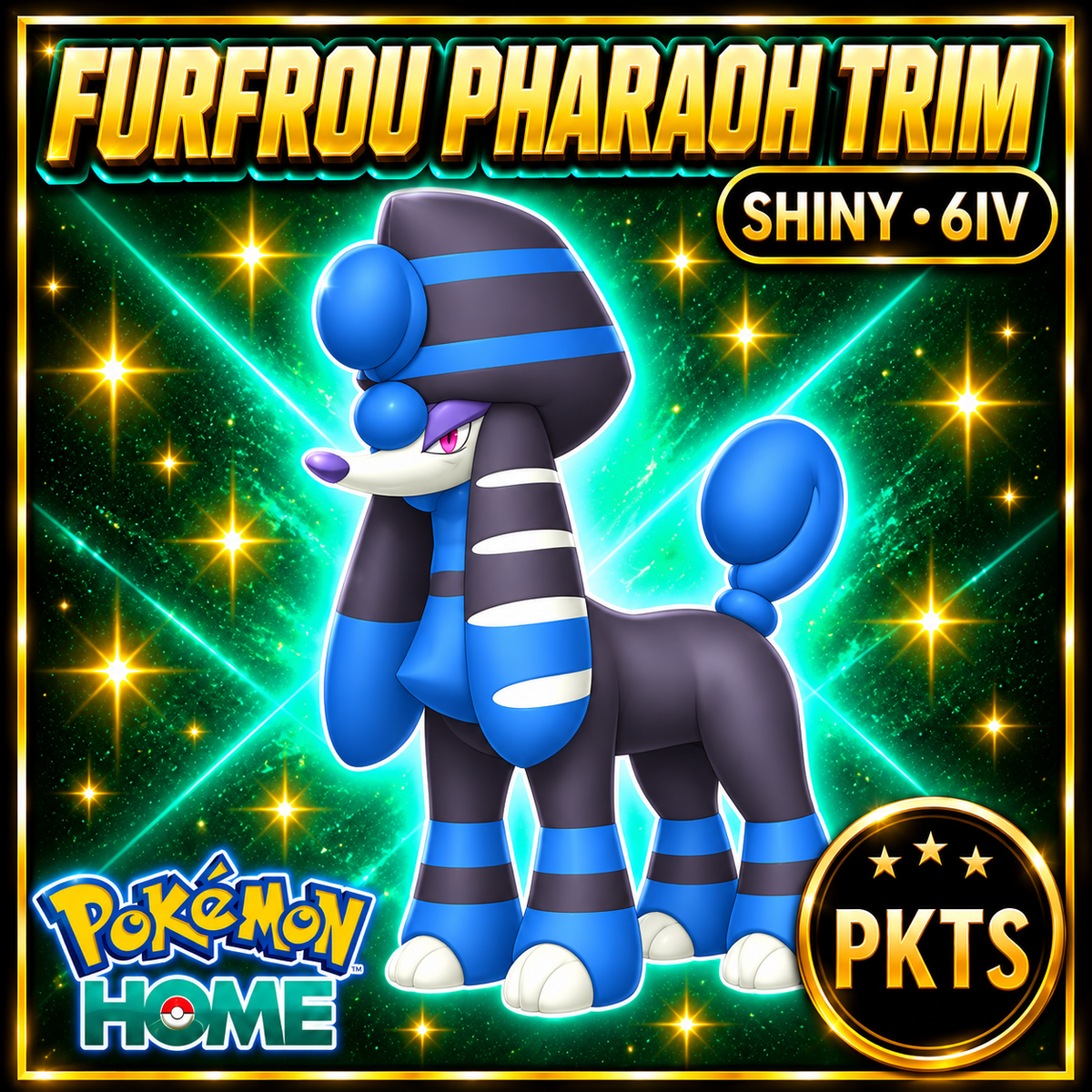 Shiny Furfrou Pharaoh Trim Pokémon HOME 6IV Competitive Battle Ready - Image 1