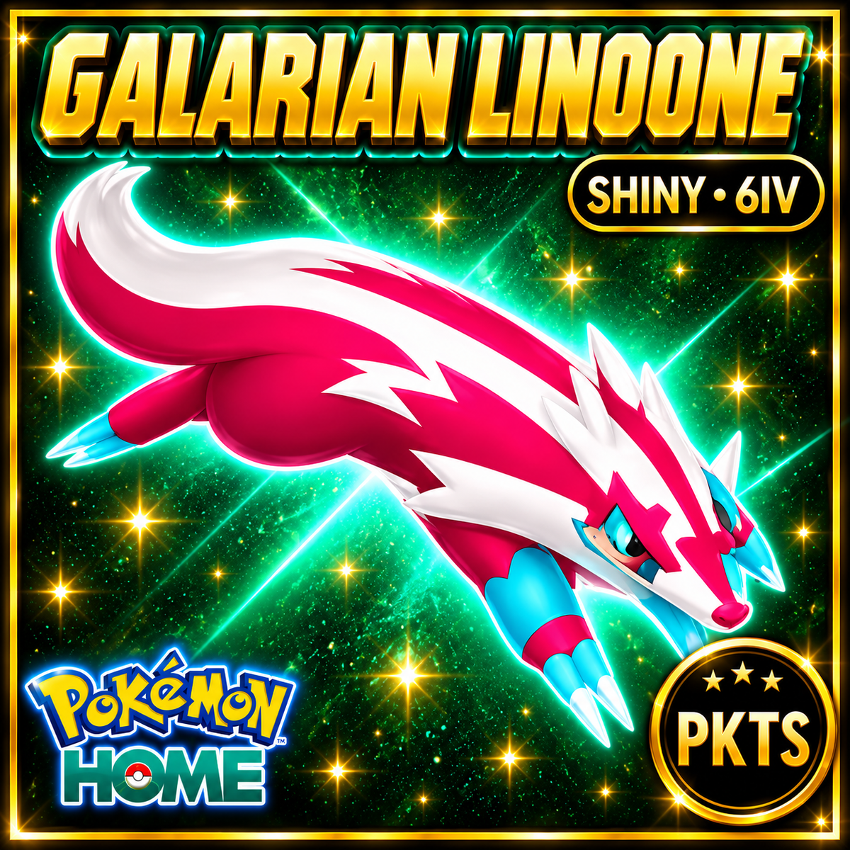 Shiny Galarian Linoone Pokémon HOME 6IV Competitive Battle Ready - Image 1