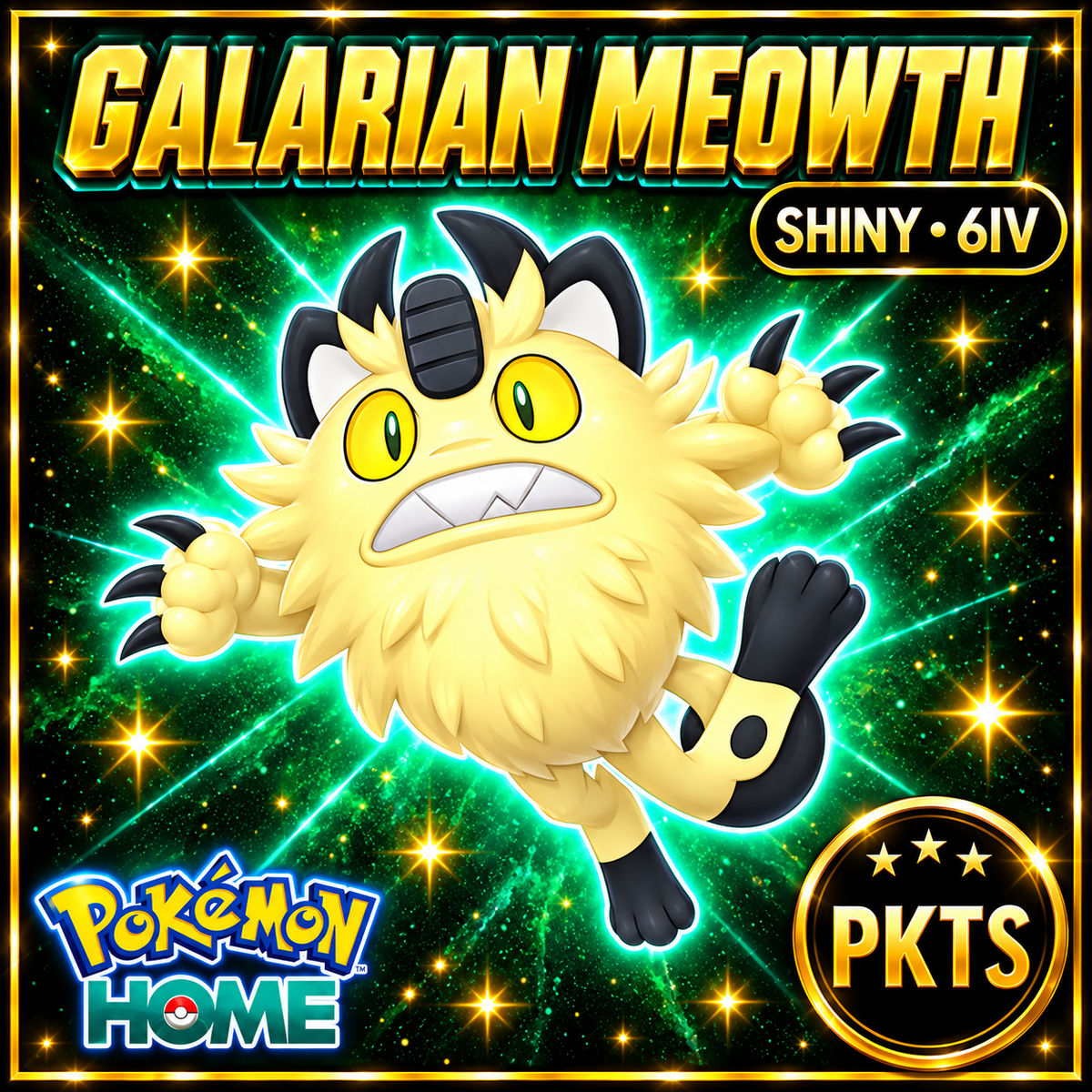 Shiny Galarian Meowth Pokémon HOME 6IV Competitive Battle Ready - Image 1