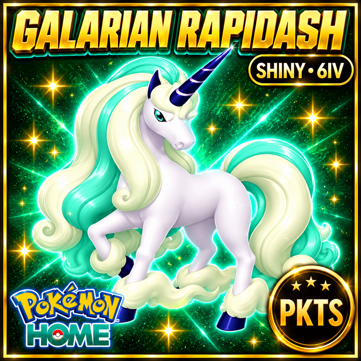 Shiny Galarian Rapidash Pokémon HOME 6IV Competitive Battle Ready - Image 1