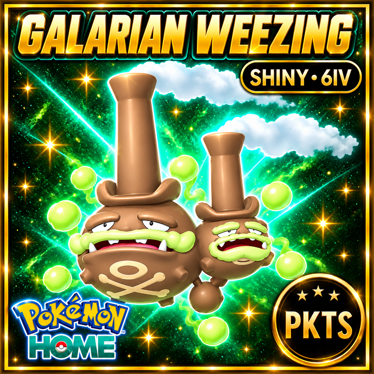 Shiny Galarian Weezing Pokémon HOME 6IV Competitive Battle Ready - Image 1
