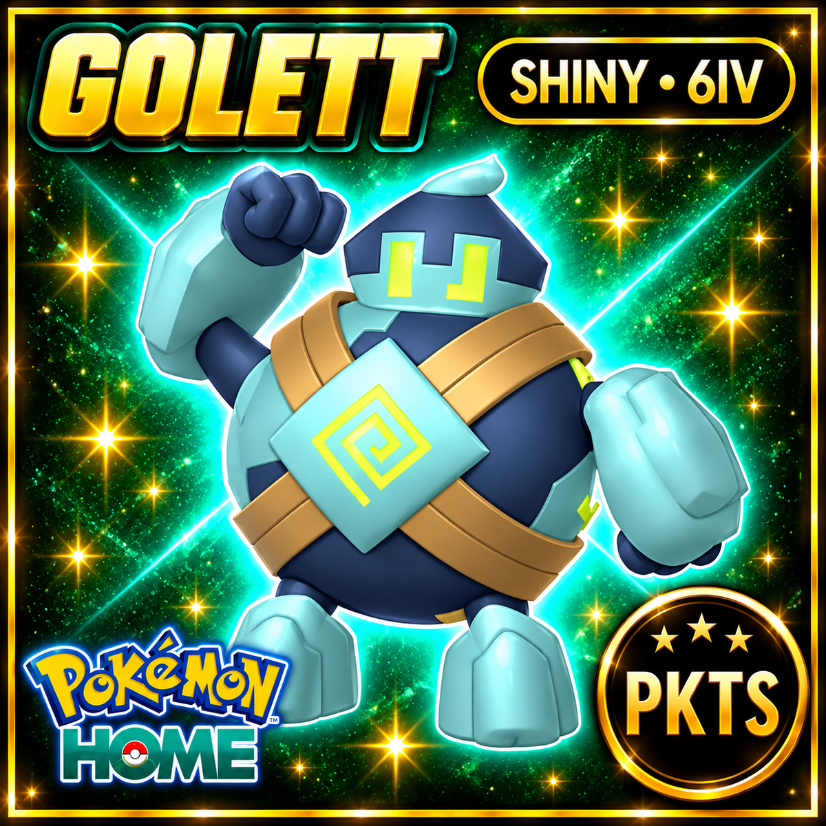 Shiny Golett Pokémon HOME 6IV Competitive Battle Ready - Image 1