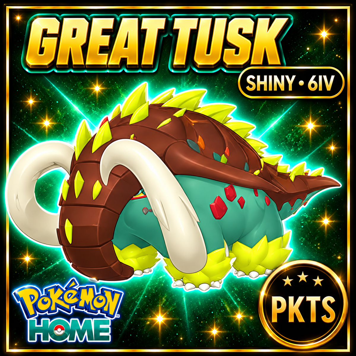Shiny Great Tusk Pokémon HOME 6IV Competitive Battle Ready - Image 1