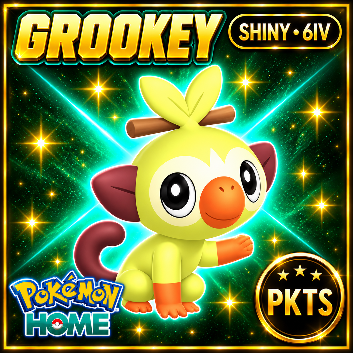 Shiny Grookey Pokémon HOME 6IV Competitive Battle Ready - Image 1