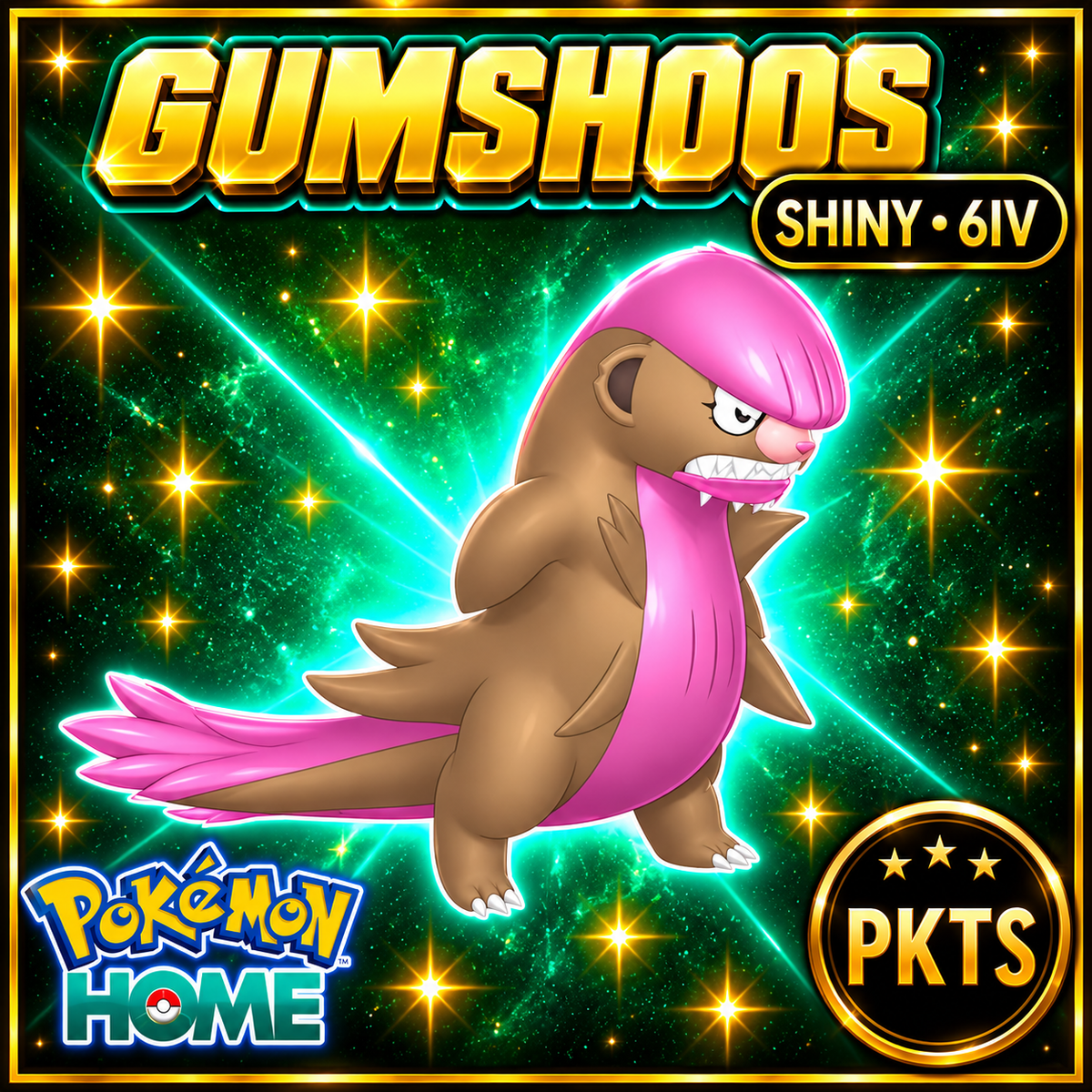 Shiny Gumshoos Pokémon HOME 6IV Competitive Battle Ready - Image 1