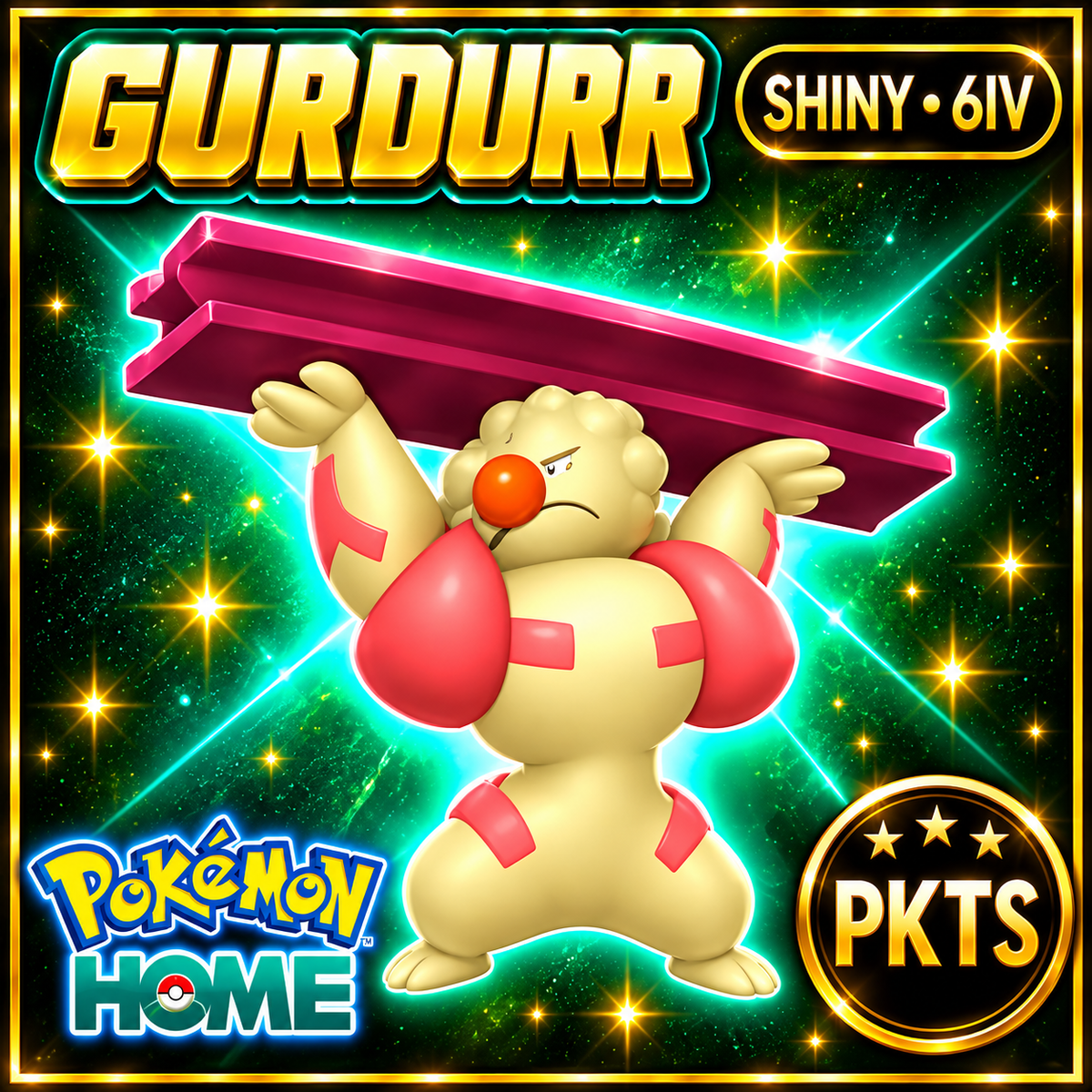 Shiny Gurdurr Pokémon HOME 6IV Competitive Battle Ready - Image 1
