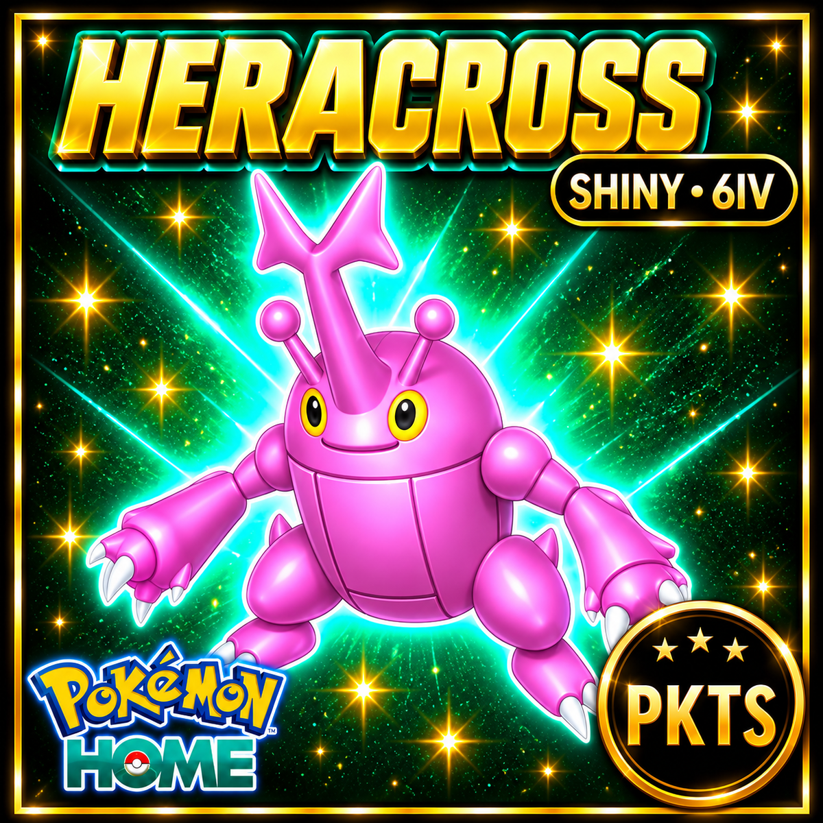 Shiny Heracross Pokémon HOME 6IV Competitive Battle Ready - Image 1