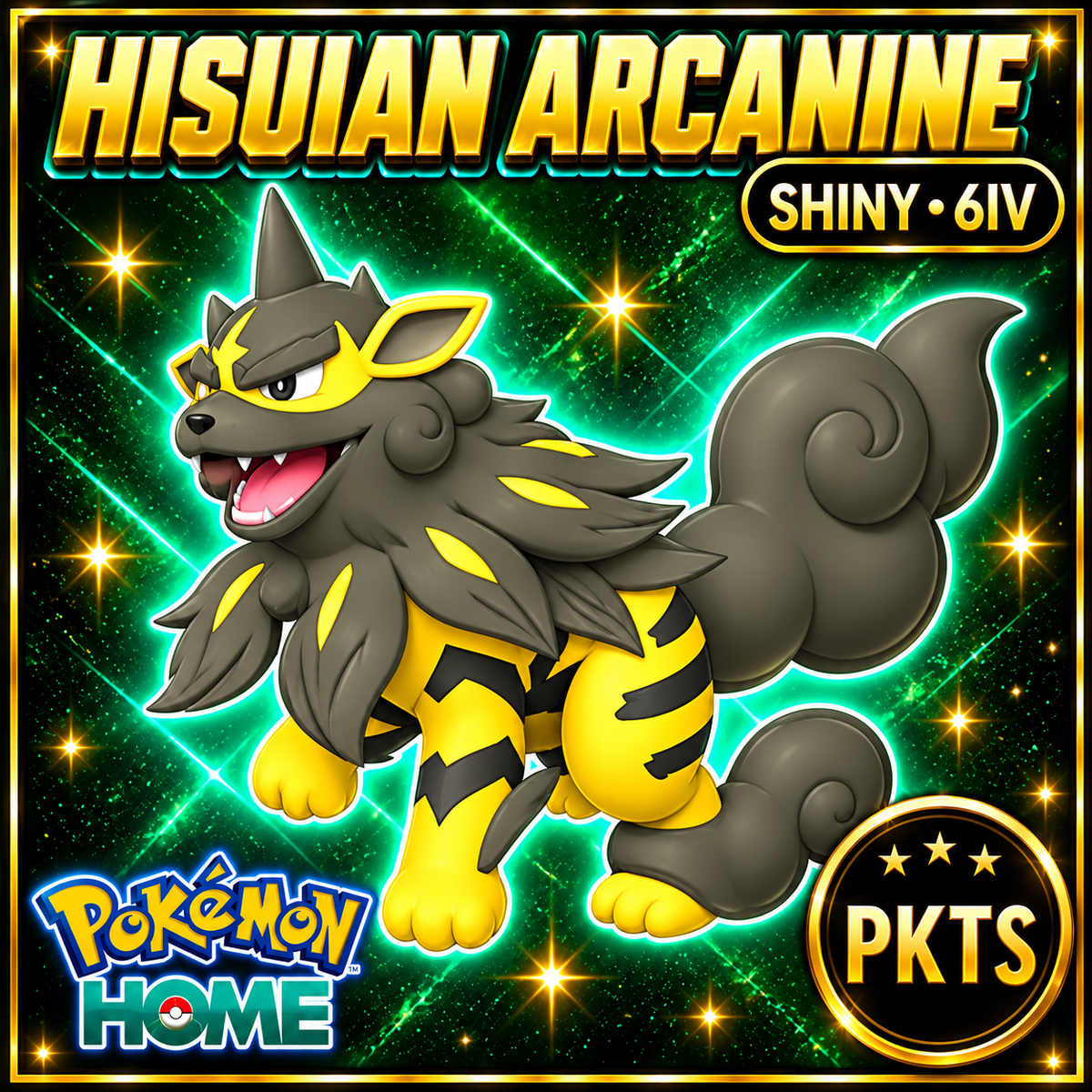Shiny Hisuian Arcanine Pokémon HOME 6IV Competitive Battle Ready - Image 1
