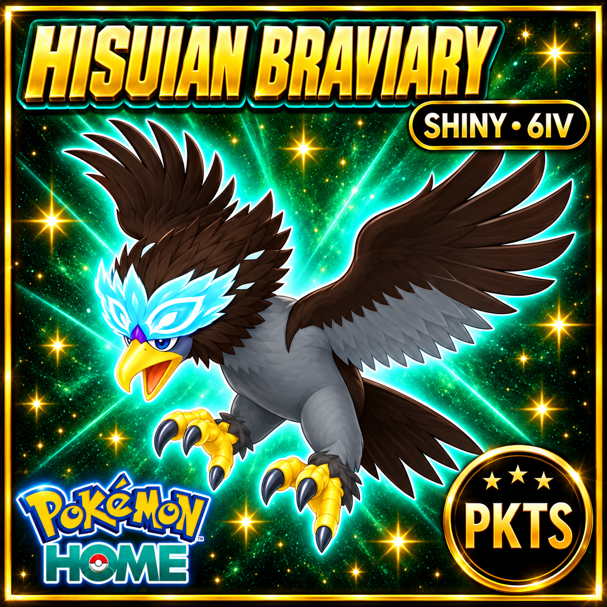 Shiny Hisuian Braviary Pokémon HOME 6IV Competitive Battle Ready - Image 1