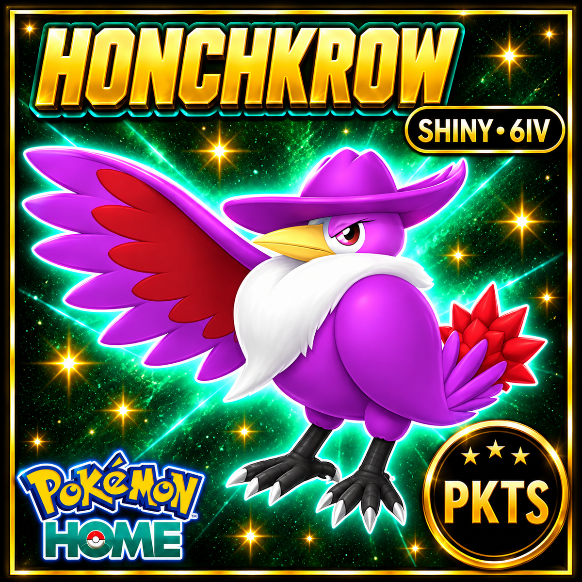 Shiny Honchkrow Pokémon HOME 6IV Competitive Battle Ready - Image 1