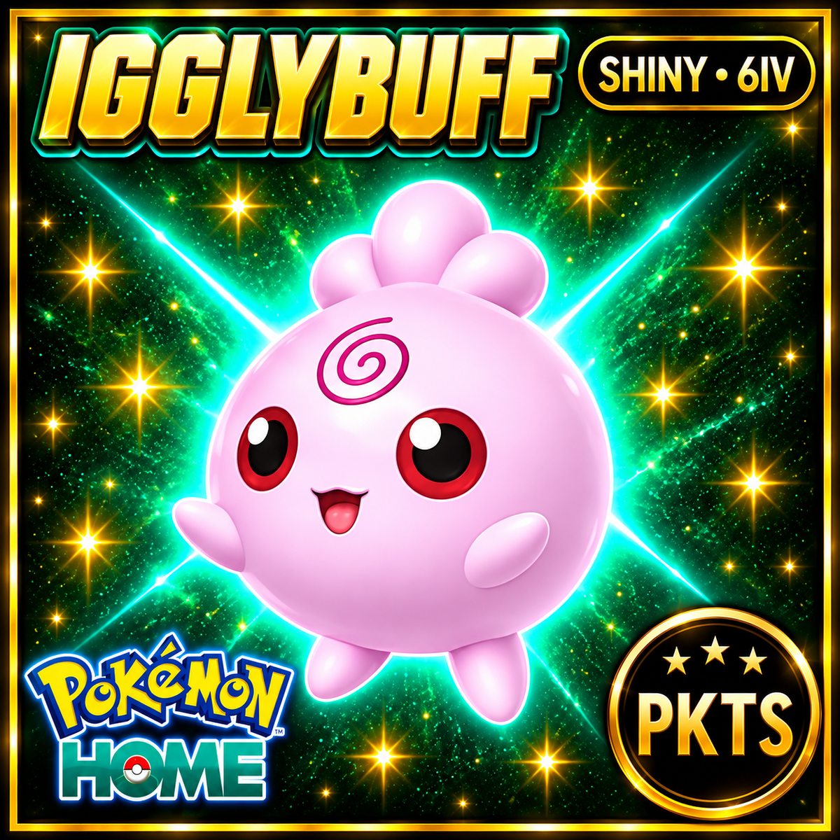 Shiny Igglybuff Pokémon HOME 6IV Competitive Battle Ready - Image 1