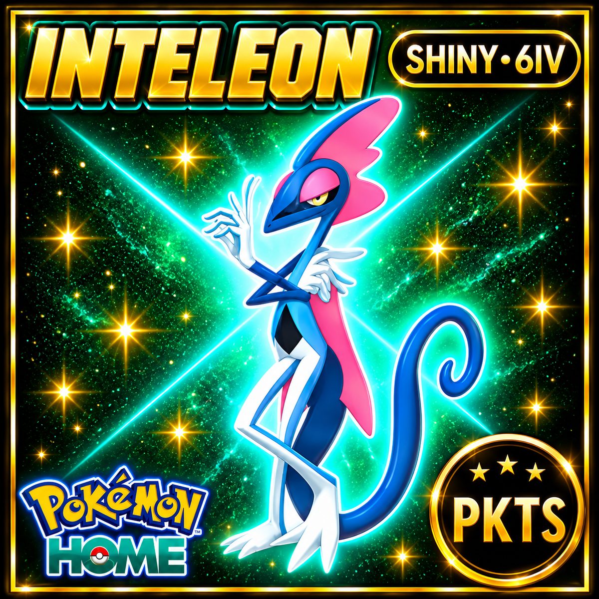 Shiny Inteleon Pokémon HOME 6IV Competitive Battle Ready - Image 1