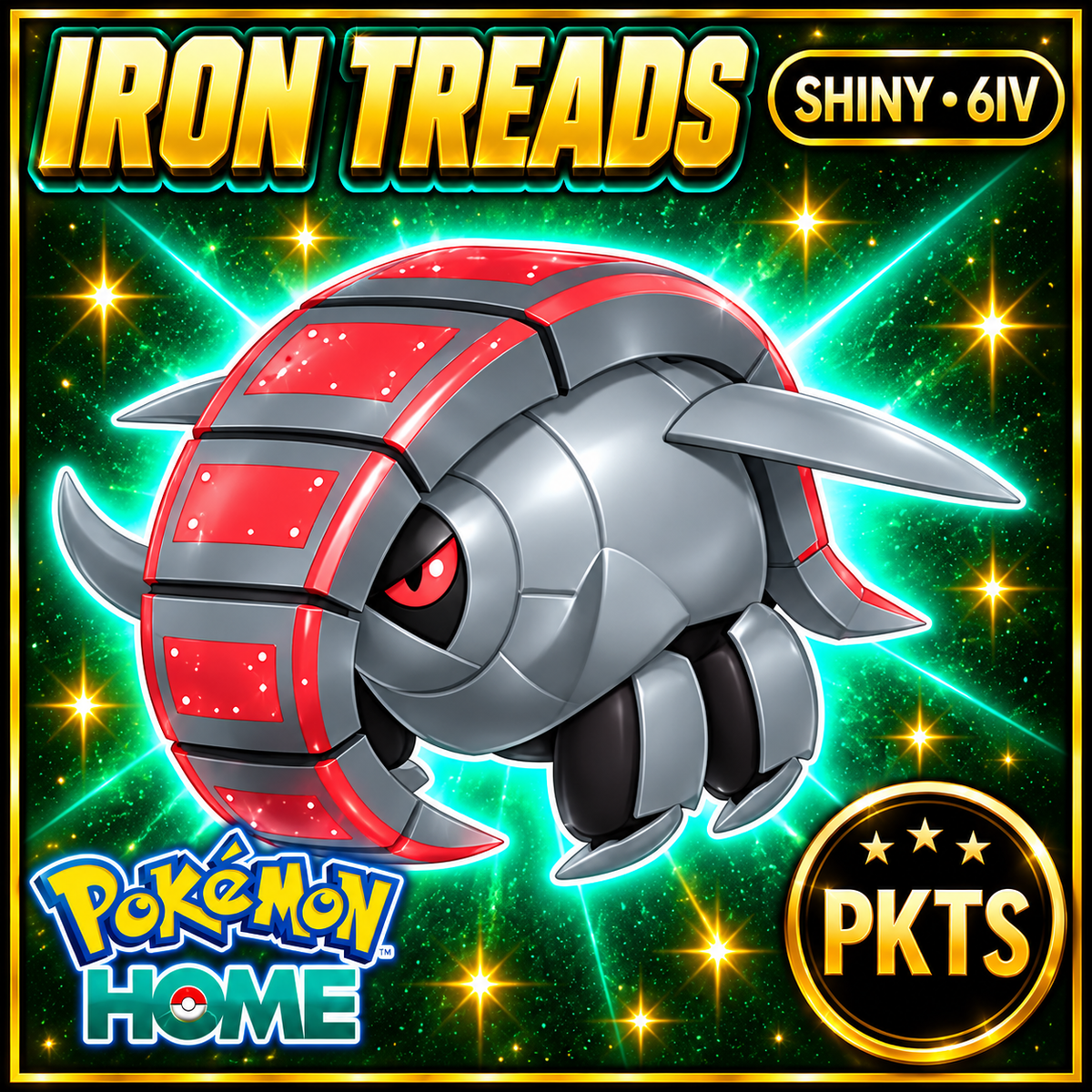 Shiny Iron Treads Pokémon HOME 6IV Competitive Battle Ready - Image 1