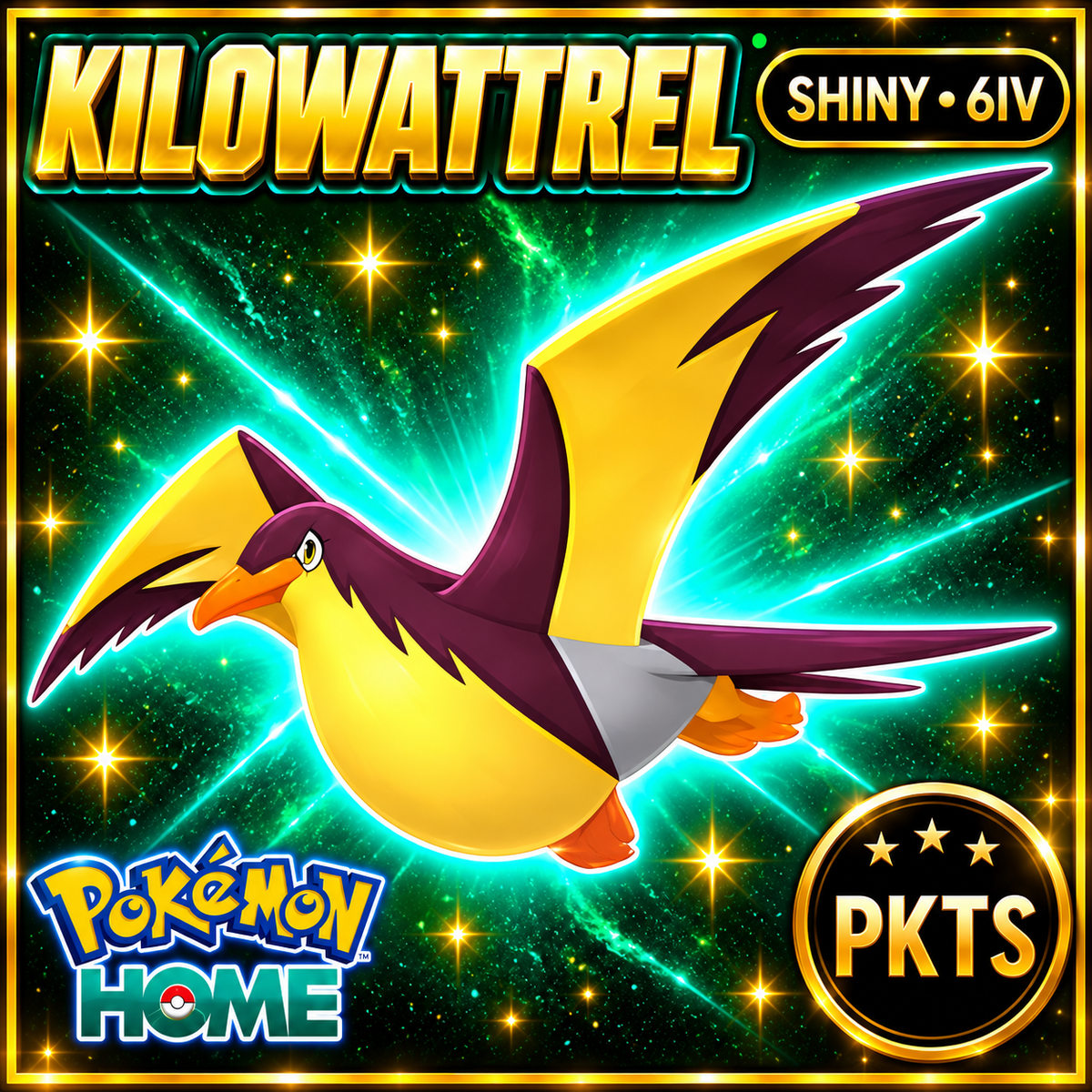 Shiny Kilowattrel Pokémon HOME 6IV Competitive Battle Ready - Image 1