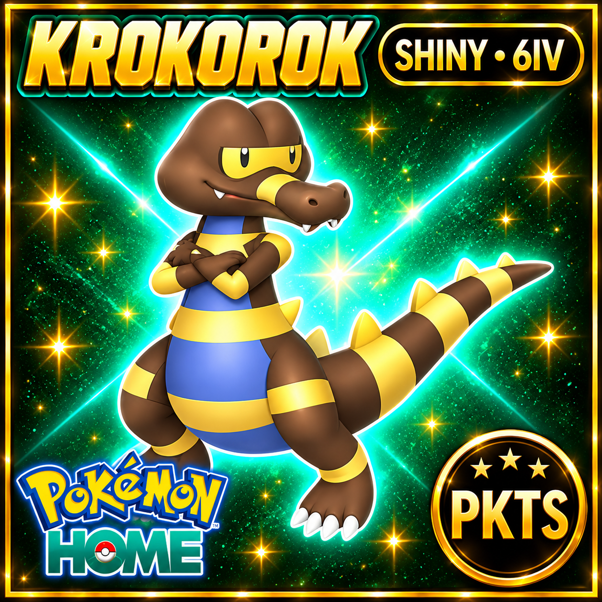 Shiny Krokorok Pokémon HOME 6IV Competitive Battle Ready - Image 1
