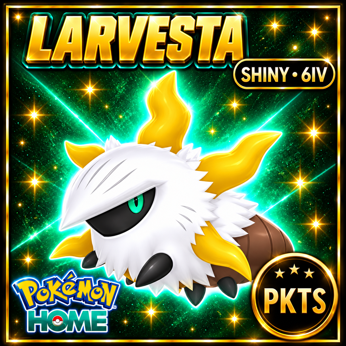 Shiny Larvesta Pokémon HOME 6IV Competitive Battle Ready - Image 1