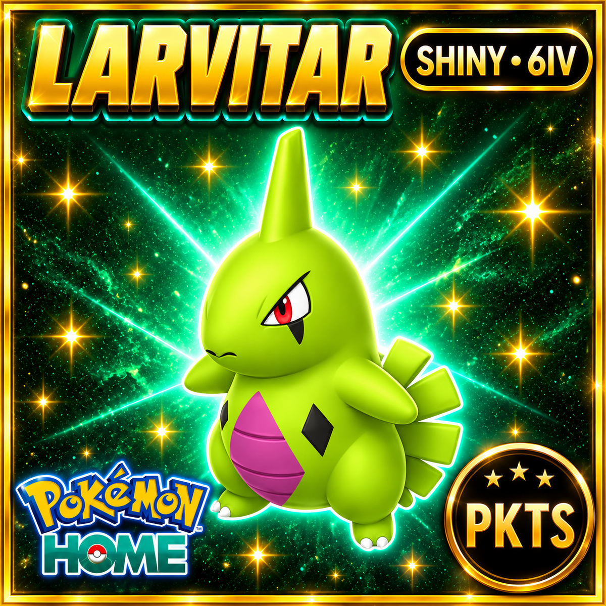 Shiny Larvitar Pokémon HOME 6IV Competitive Battle Ready - Image 1