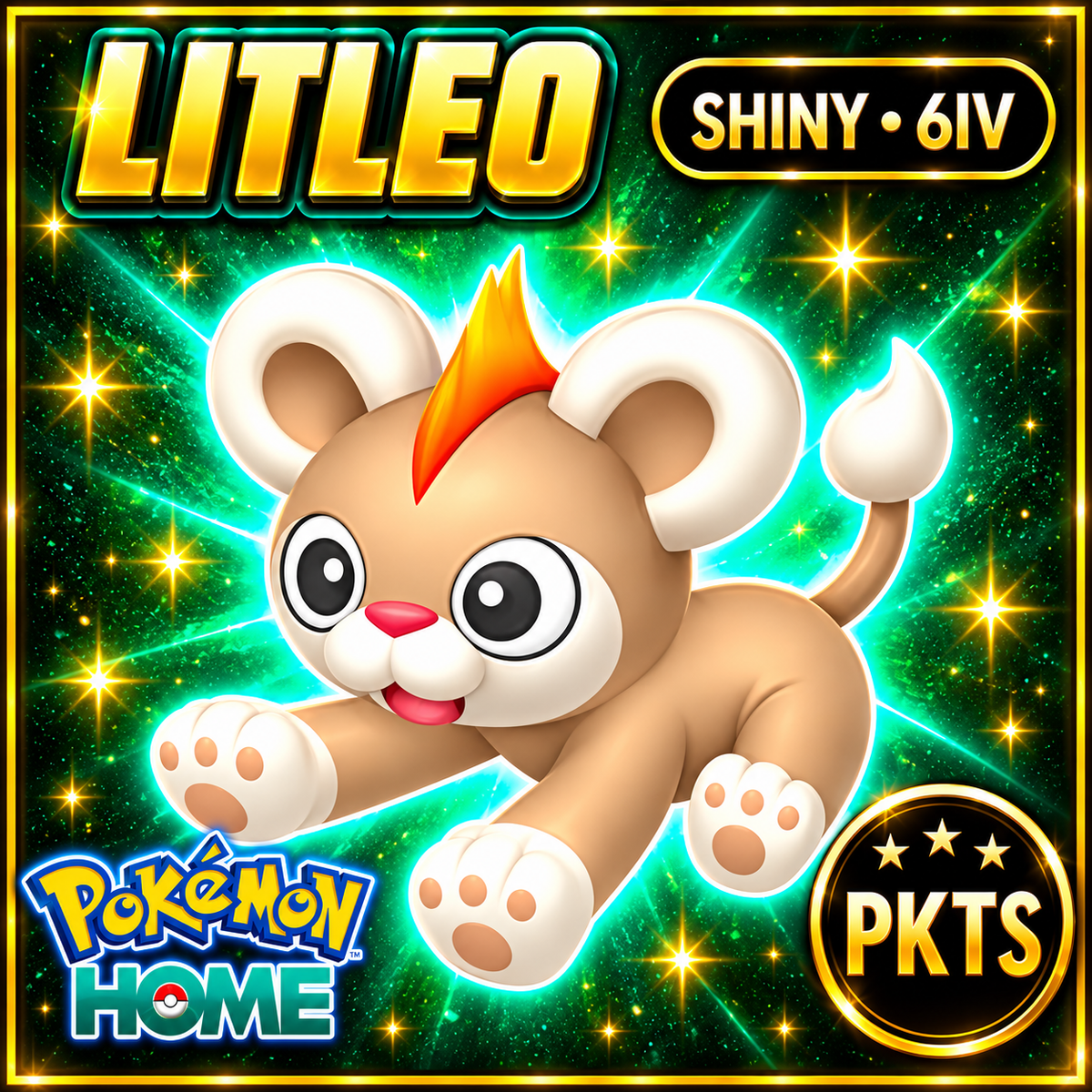 Shiny Litleo Pokémon HOME 6IV Competitive Battle Ready - Image 1