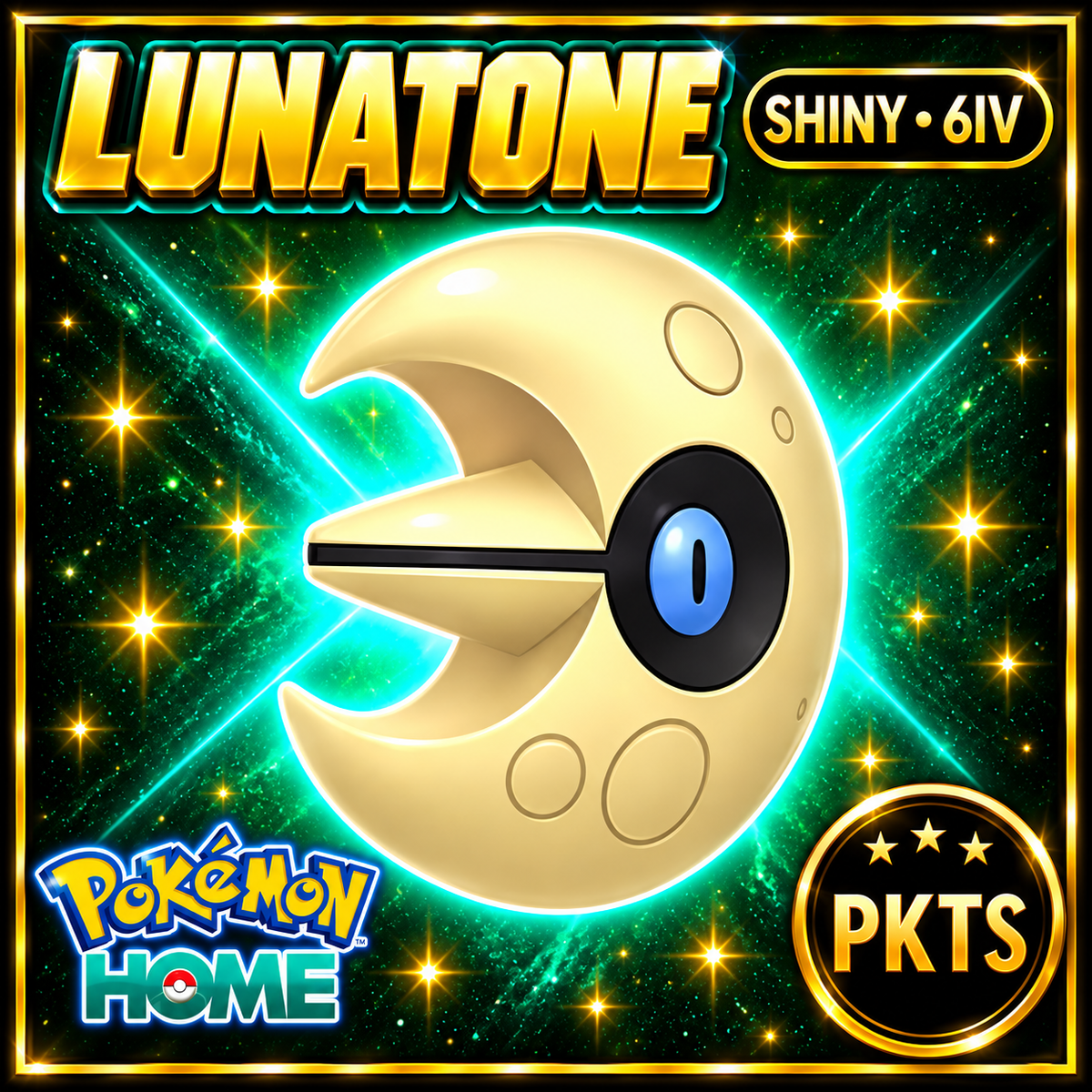 Shiny Lunatone Pokémon HOME 6IV Competitive Battle Ready - Image 1