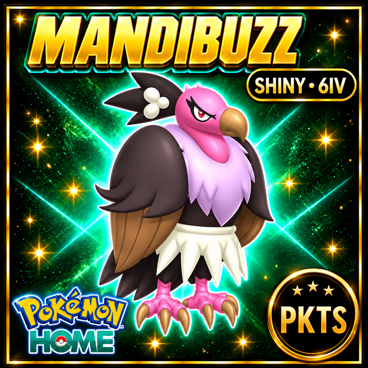 Shiny Mandibuzz Pokémon HOME 6IV Competitive Battle Ready - Image 1