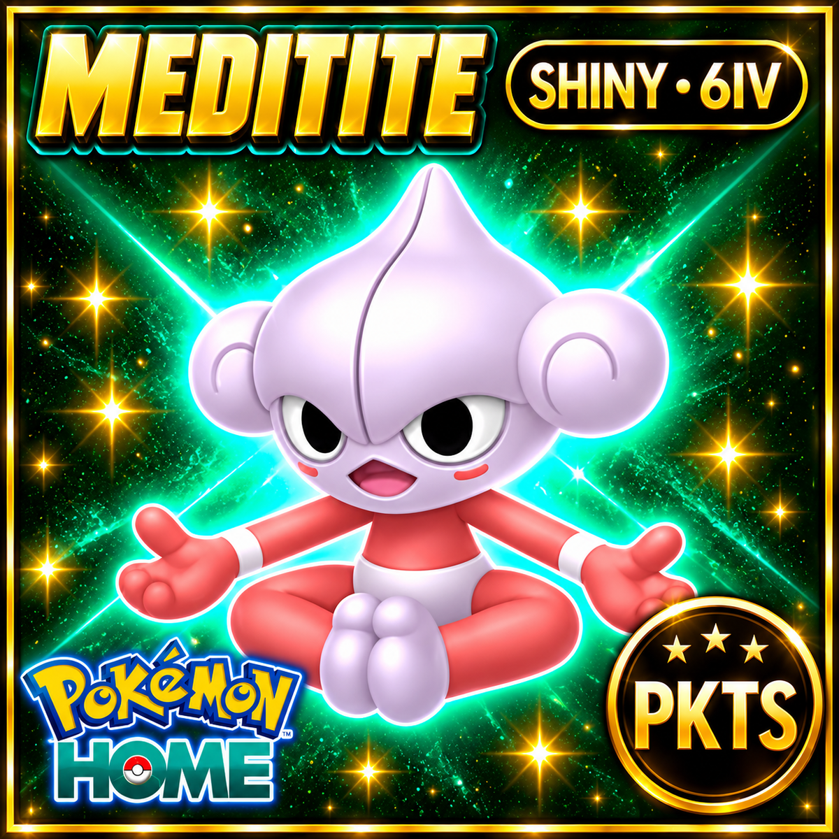 Shiny Meditite Pokémon HOME 6IV Competitive Battle Ready - Image 1