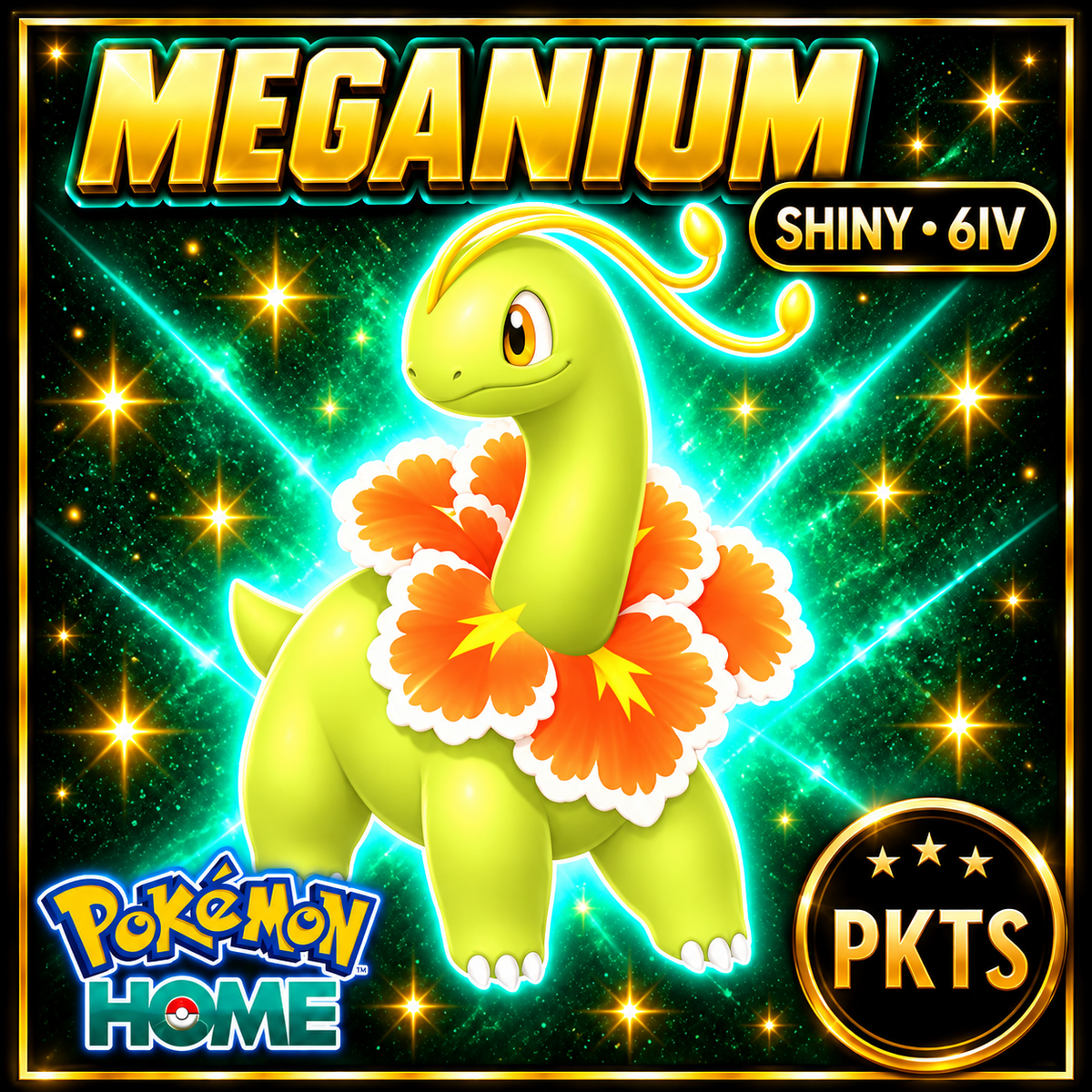 Shiny Meganium Pokémon HOME 6IV Competitive Battle Ready - Image 1