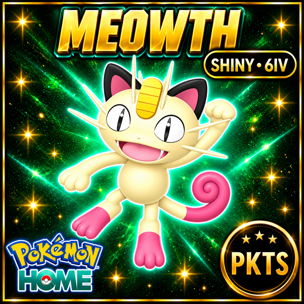 Shiny Meowth Pokémon HOME 6IV Competitive Battle Ready - Image 1