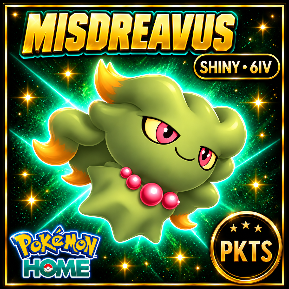 Shiny Misdreavus Pokémon HOME 6IV Competitive Battle Ready - Image 1