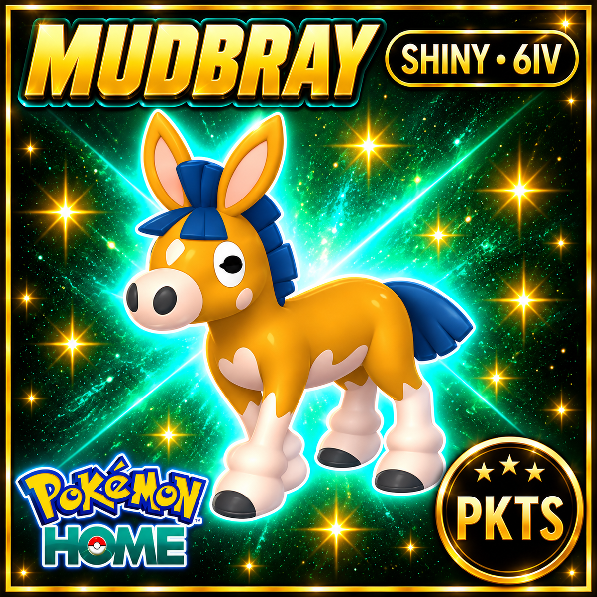 Shiny Mudbray Pokémon HOME 6IV Competitive Battle Ready - Image 1