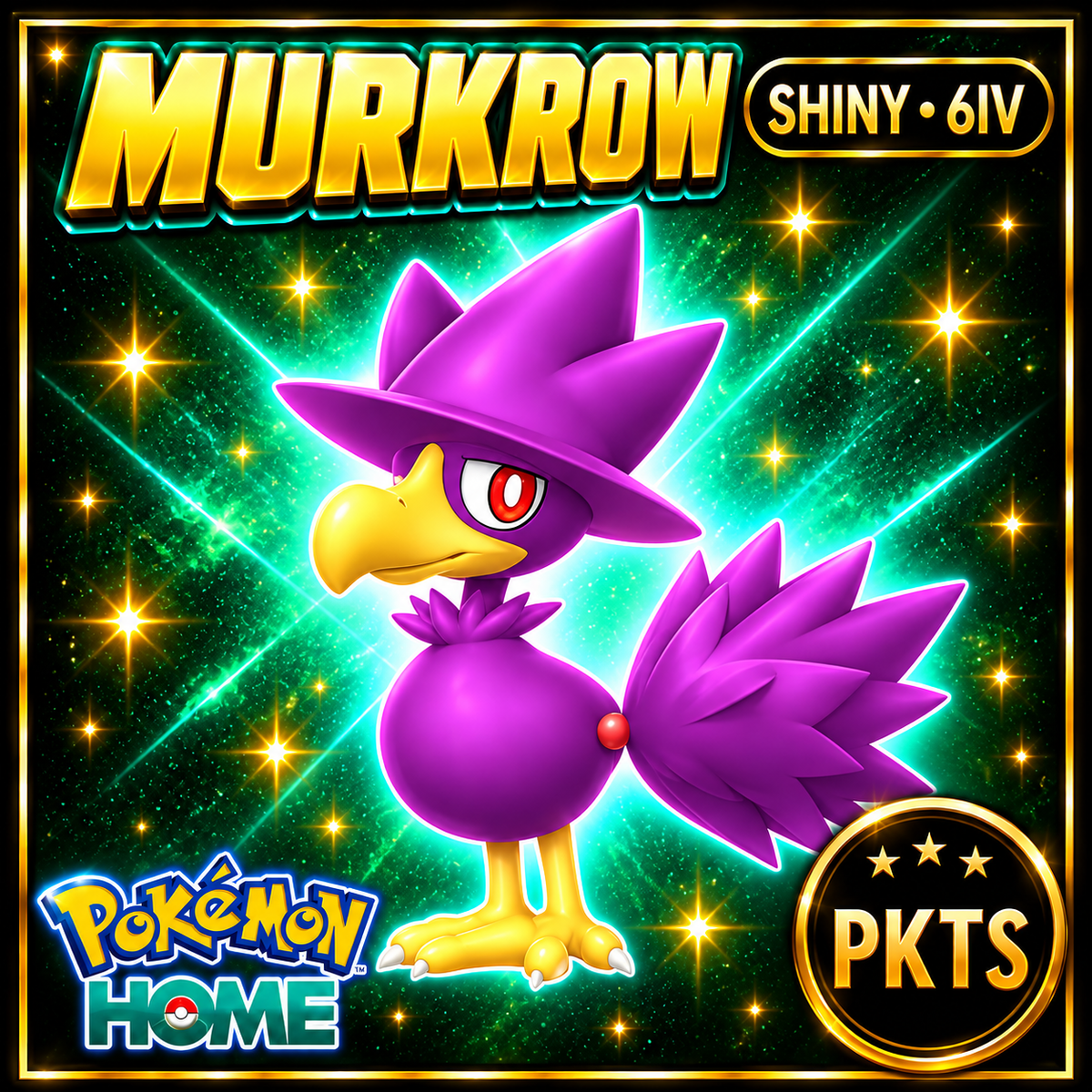 Shiny Murkrow Pokémon HOME 6IV Competitive Battle Ready - Image 1