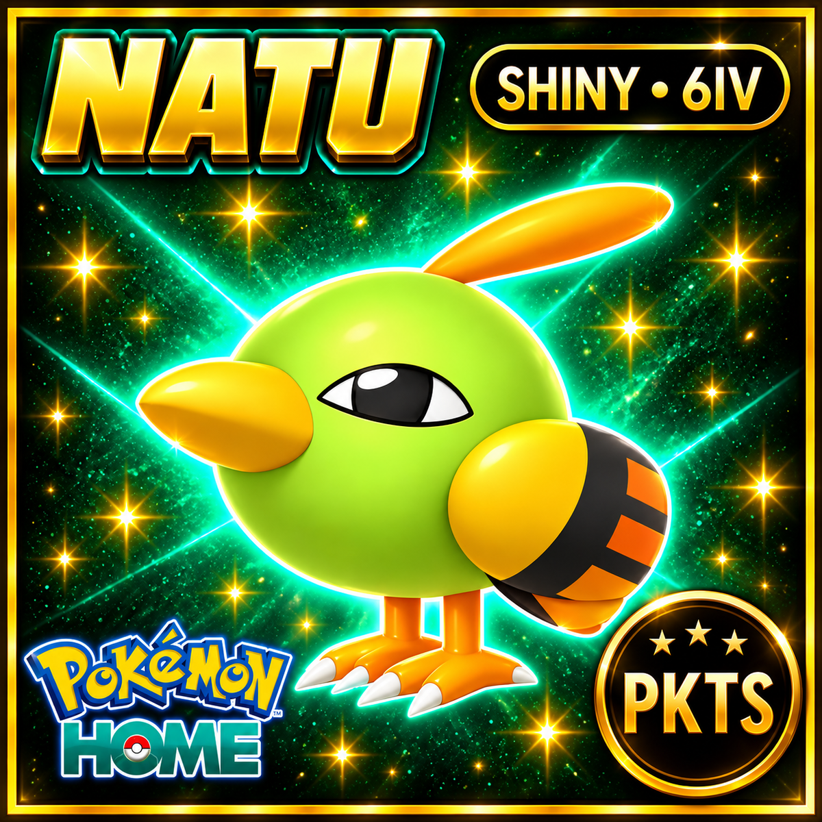 Shiny Natu Pokémon HOME 6IV Competitive Battle Ready - Image 1
