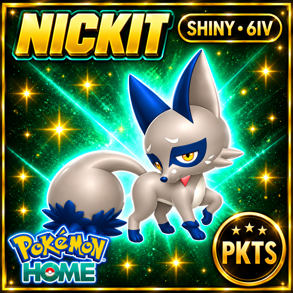 Shiny Nickit Pokémon HOME 6IV Competitive Battle Ready - Image 1