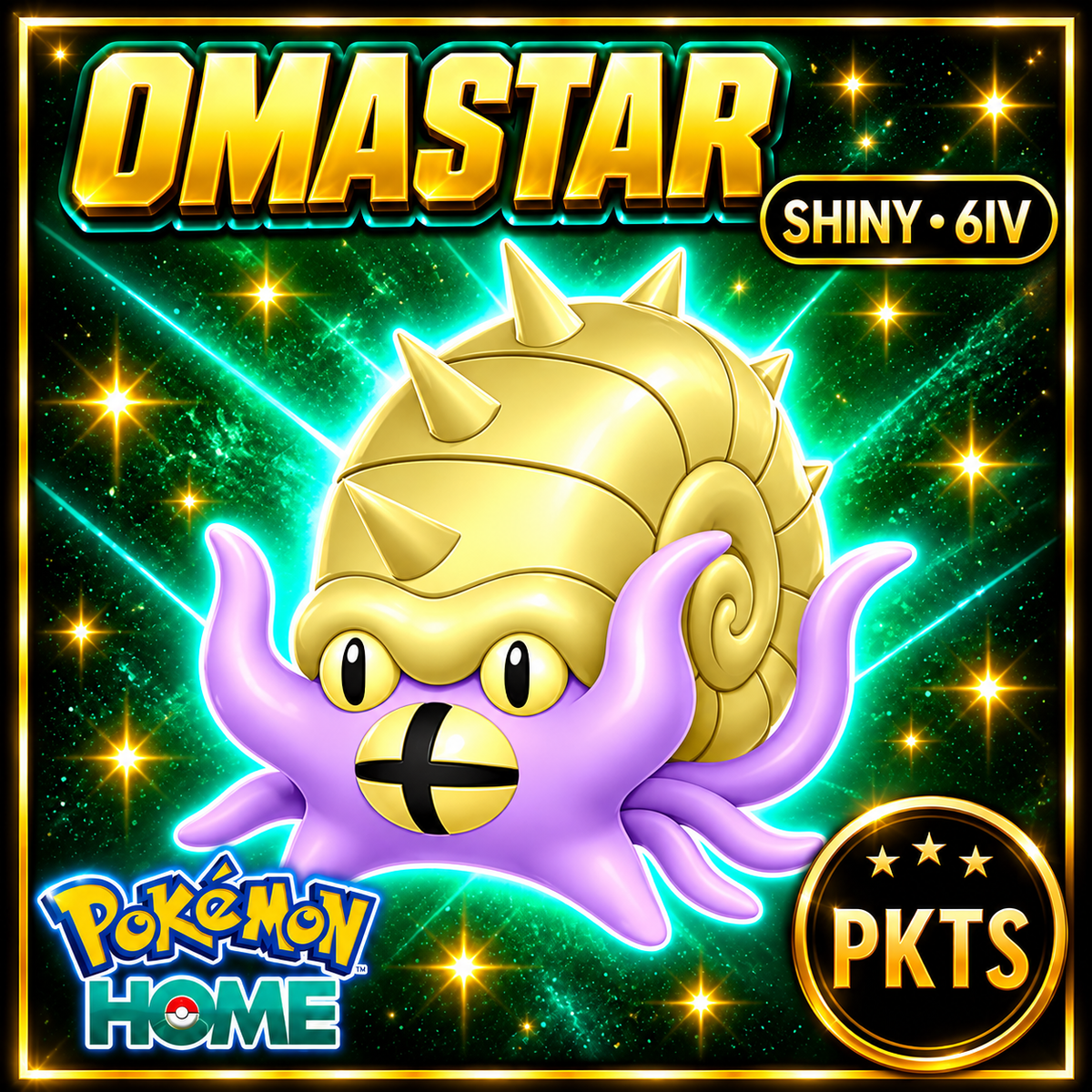 Shiny Omastar Pokémon HOME 6IV Competitive Battle Ready - Image 1