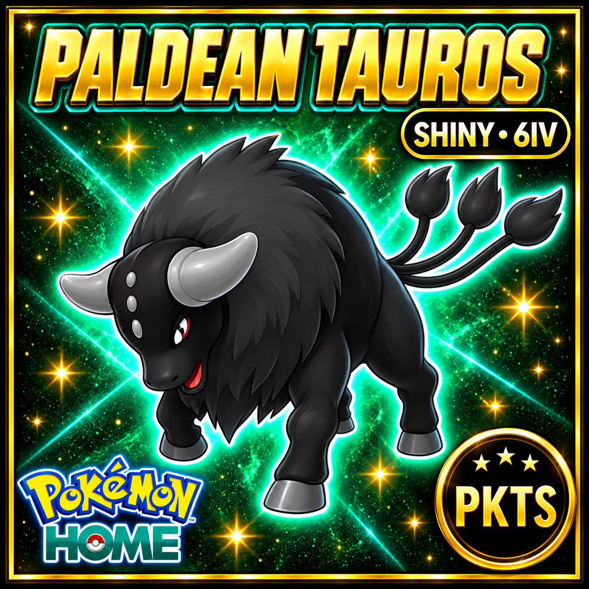 Shiny Paldean Tauros Pokémon HOME 6IV Competitive Battle Ready - Image 1
