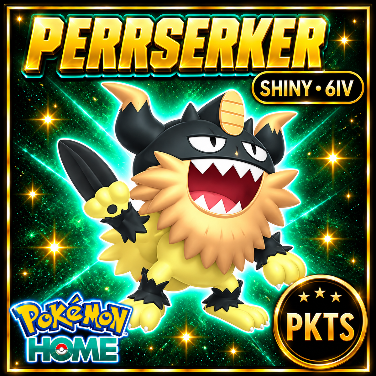 Shiny Perrserker Pokémon HOME 6IV Competitive Battle Ready - Image 1
