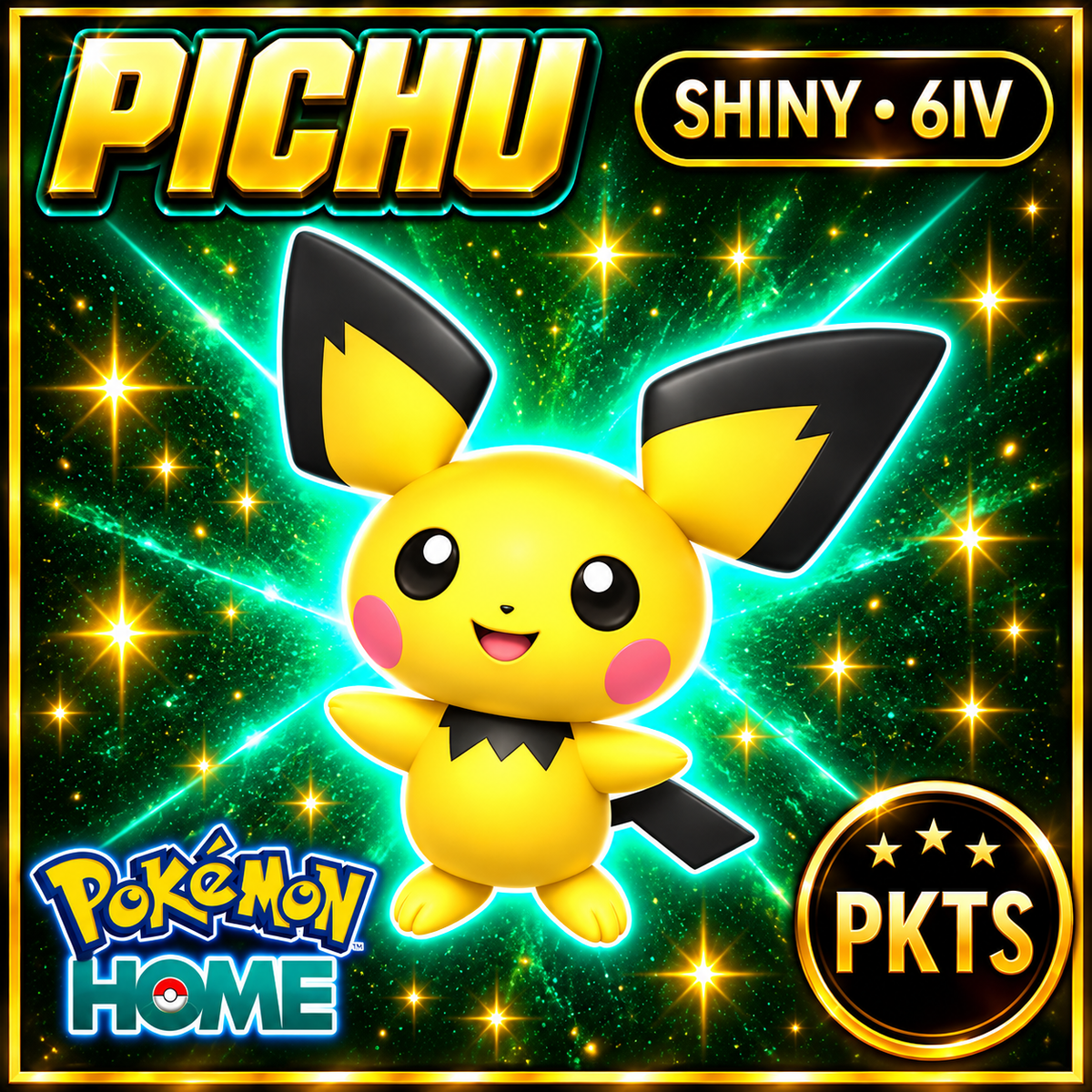 Shiny Pichu Pokémon HOME 6IV Competitive Battle Ready - Image 1